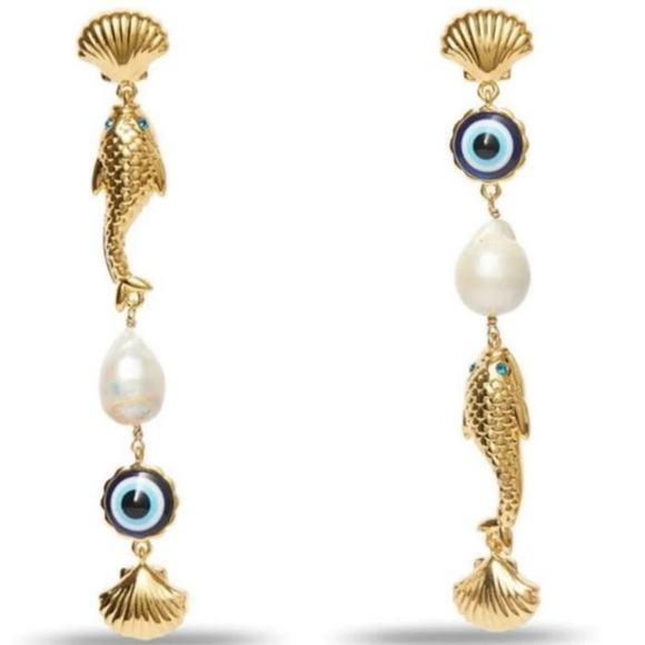 $225 Lele Sadoughi La Mer Pearl Linear Earrings